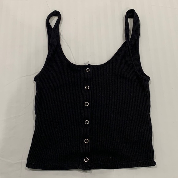 H&M Tops - Button‎ Down Ribbed Black Tank